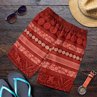 Fiji Marau na Kerisimasi Shorts for Men Red Tapa Masi Inspired Christmas - Polynesian Pride