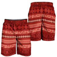 Fiji Marau na Kerisimasi Shorts for Men Red Tapa Masi Inspired Christmas - Polynesian Pride