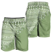 Fiji Marau na Kerisimasi Shorts for Men Sage Green Tagimoucia Tapa Masi Tribal - Polynesian Pride
