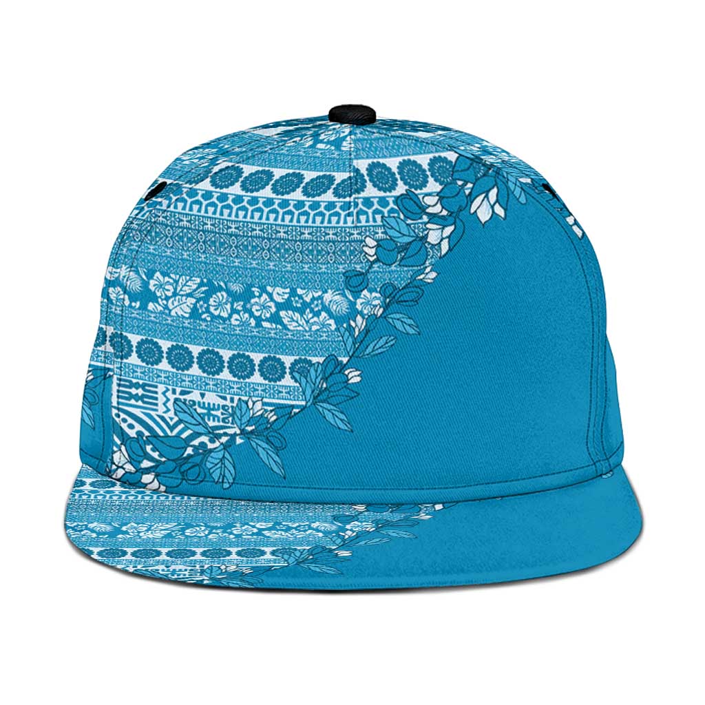 Fiji Marau na Kerisimasi Snapback Cap Aqua Tagimoucia Tapa Masi Tribal - Polynesian Pride