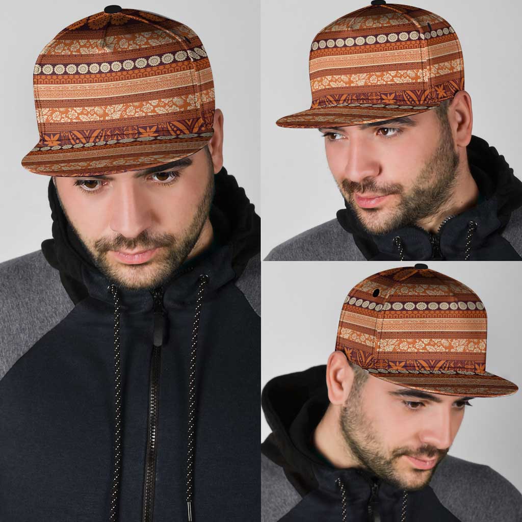 Fiji Marau na Kerisimasi Snapback Cap Gold Tapa Masi Inspired Christmas - Polynesian Pride