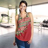 Fiji Marau na Kerisimasi Women Racerback Tank Red Tagimoucia Tapa Masi Tribal - Polynesian Pride