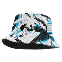 Fijian Rugby Bucket Hat Grunge Palm Stylized LT01 One Size Blue - Polynesian Pride