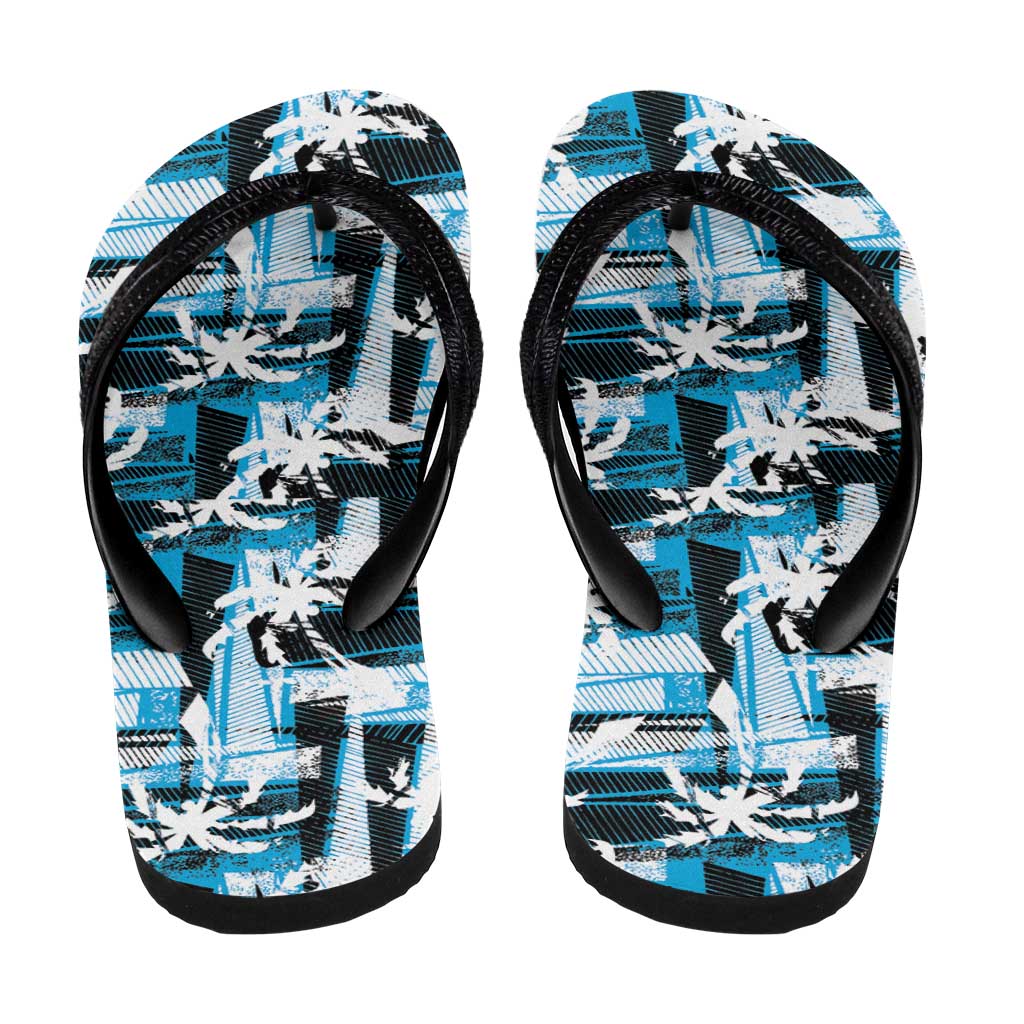 Fijian Rugby Flip Flops Grunge Palm Stylized LT01 - Polynesian Pride