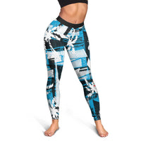Fijian Rugby Leggings Grunge Palm Stylized LT01 - Polynesian Pride