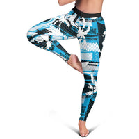 Fijian Rugby Leggings Grunge Palm Stylized LT01 - Polynesian Pride