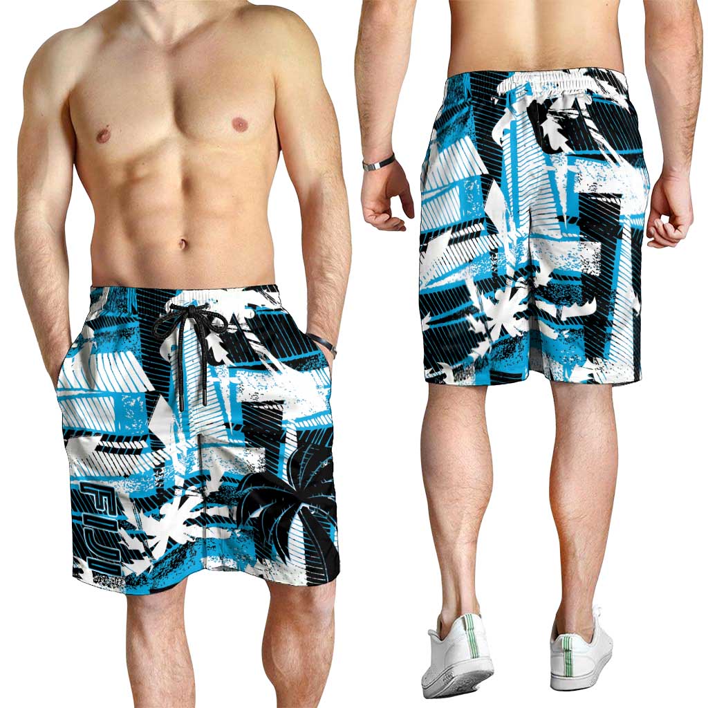 Fijian Rugby Shorts for Men Grunge Palm Stylized LT01 - Polynesian Pride
