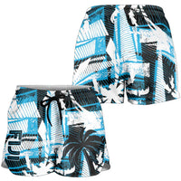 Fijian Rugby Shorts for Women Grunge Palm Stylized LT01 - Polynesian Pride