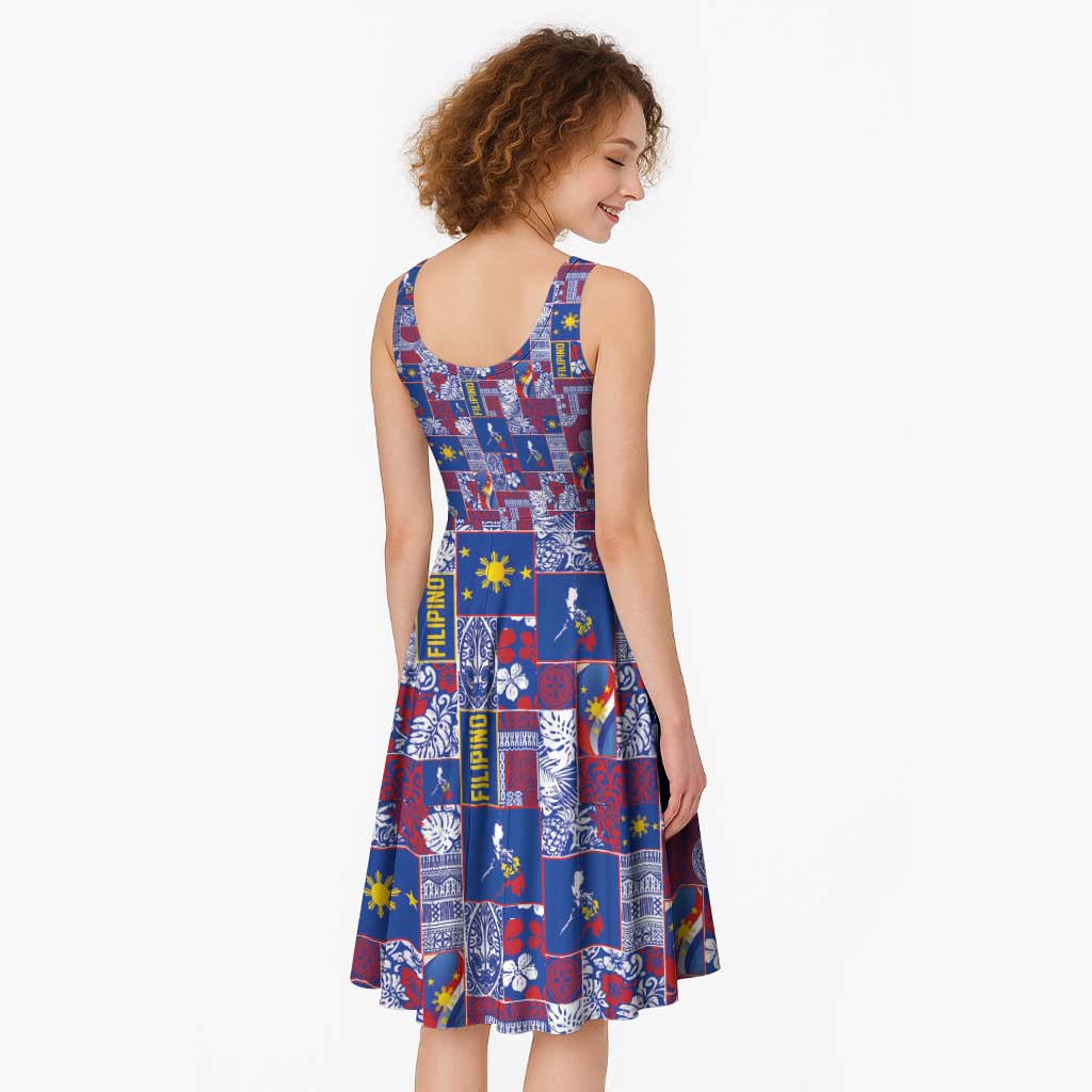 Filipino Maligayang Pasko Midi Dress Pacific Patchwork Xmas Vibes - Polynesian Pride