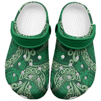 Forest Green Monstera Clogs Shoes Polynesian Tribal Pattern LT01 Green - Polynesian Pride