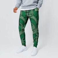 Forest Green Monstera Jogger Pants Polynesian Tribal Pattern LT01 - Polynesian Pride