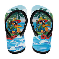 Funny Parrot Margarita Five O'clock Somewhere Flip Flops LT9 - Polynesian Pride