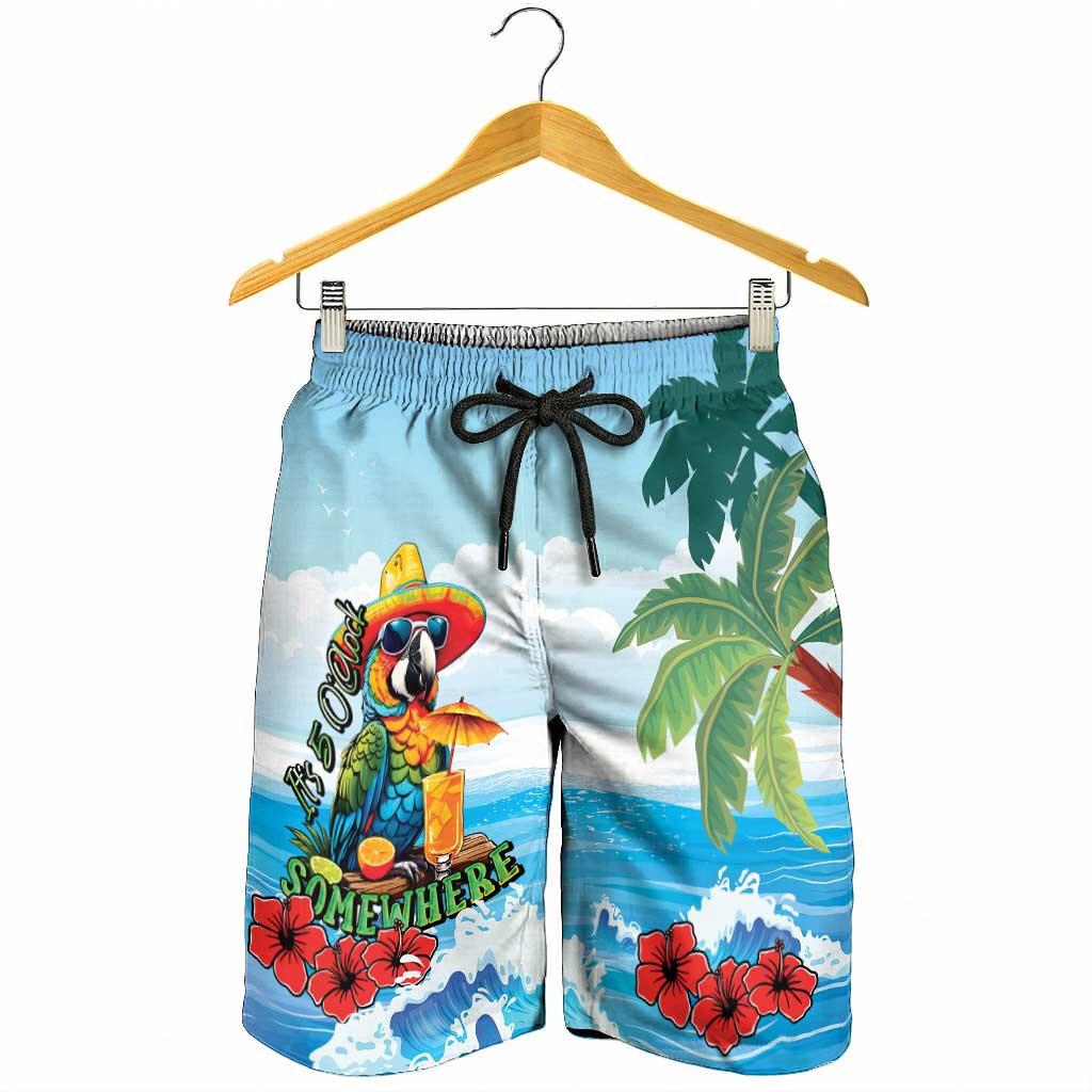 Funny Parrot Margarita Five O'clock Somewhere Shorts for Men LT9 - Polynesian Pride