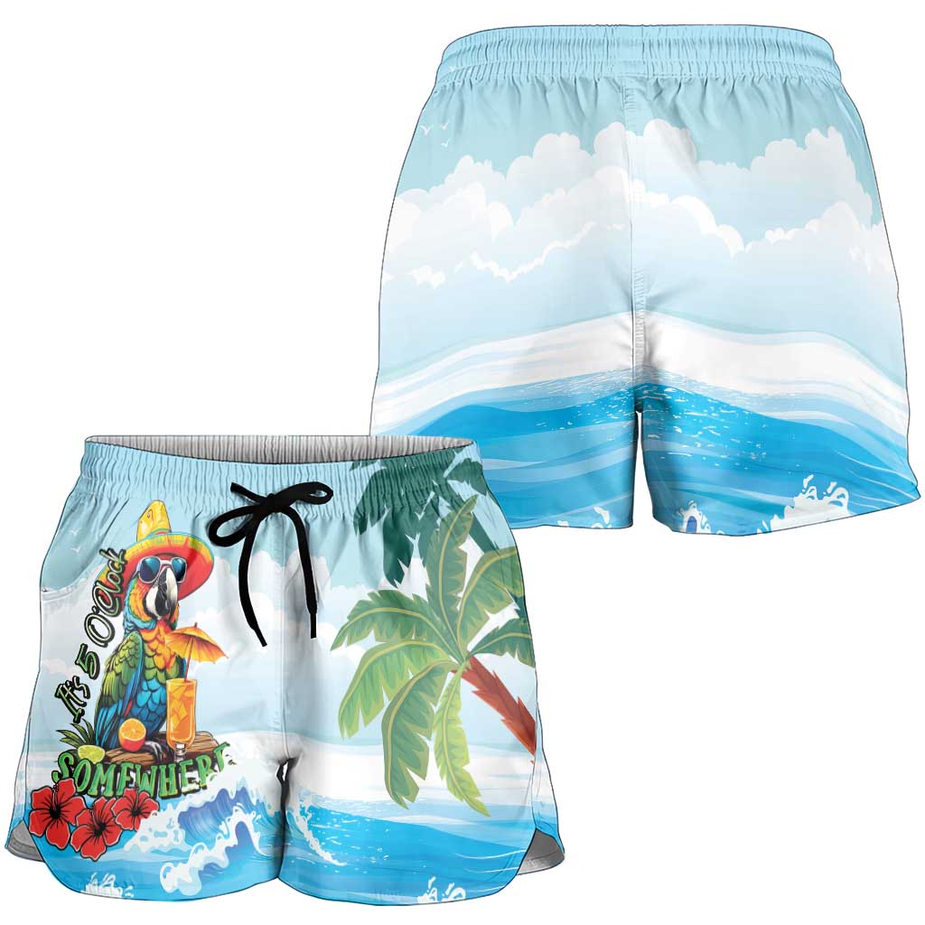 Funny Parrot Margarita Five O'clock Somewhere Shorts for Women LT9 - Polynesian Pride