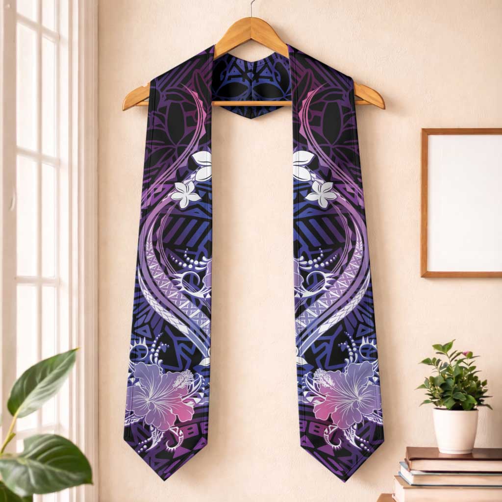 Galaxy Polynesian Pattern With Tropical Flowers Graduation Stole