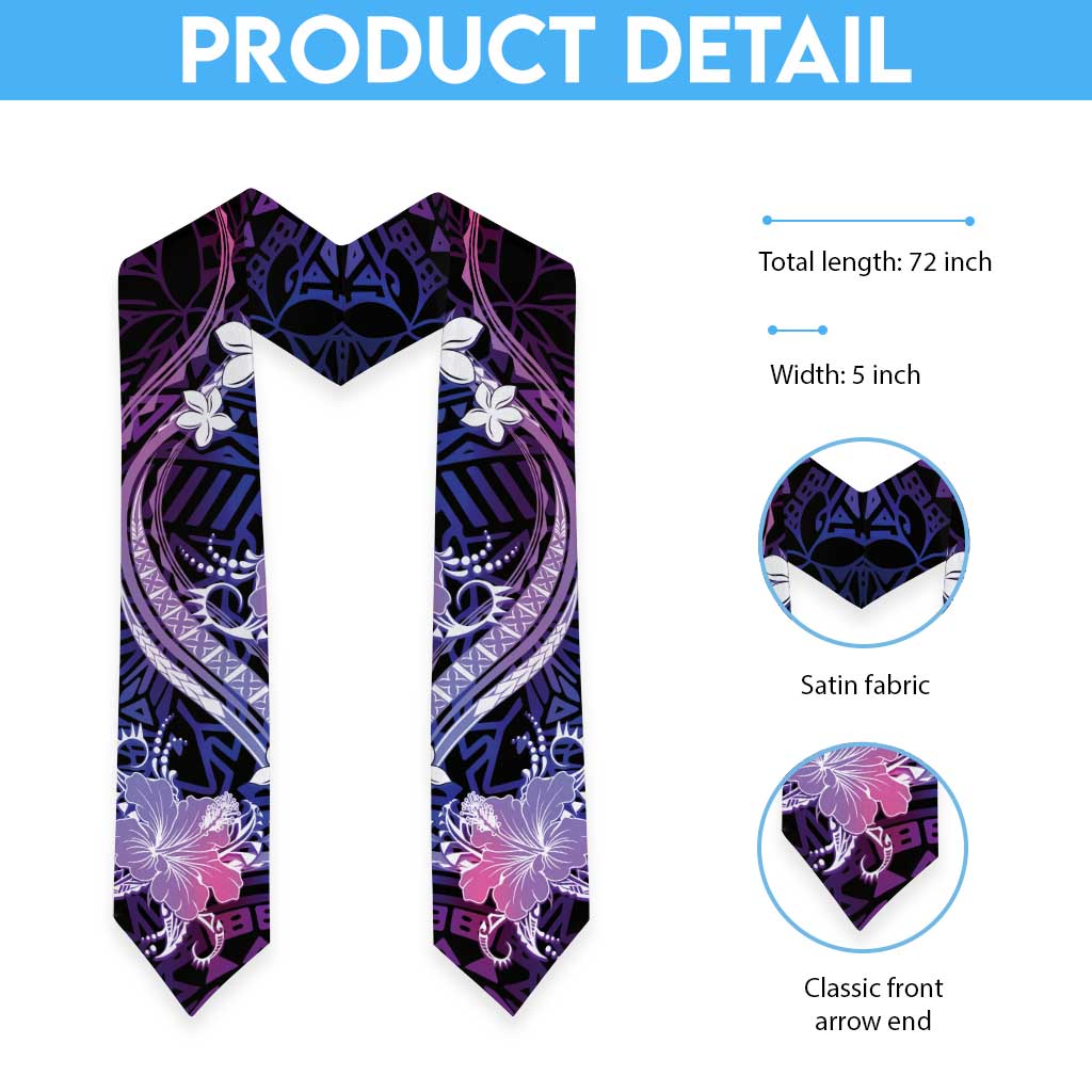 Galaxy Polynesian Pattern With Tropical Flowers Graduation Stole LT05 - Polynesian Pride