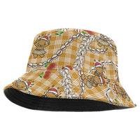 Gold Palaka Hawaii Mele Kalikimaka Bucket Hat Ohia Lehua Shell Leis Funny Gingerbread Santa LT14 One Size Gold - Polynesian Pride