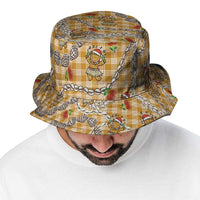 Gold Palaka Hawaii Mele Kalikimaka Bucket Hat Ohia Lehua Shell Leis Funny Gingerbread Santa LT14 - Polynesian Pride