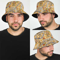Gold Palaka Hawaii Mele Kalikimaka Bucket Hat Ohia Lehua Shell Leis Funny Gingerbread Santa LT14 - Polynesian Pride