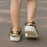 Gold Tropical Hawaii Clogs Shoes Seamless Monstera Plumeria Hawaiian Pattern - Polynesian Pride