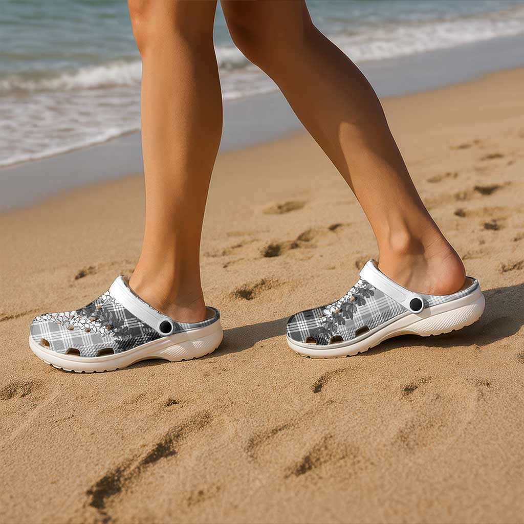 Gray Hawaii Palaka Clogs Shoes Hawaiian Honohono Lei