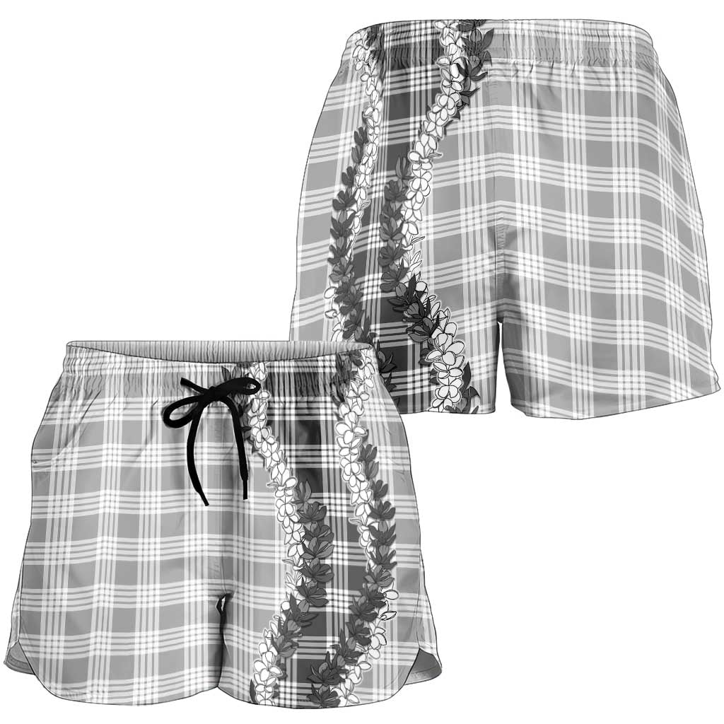 Gray Hawaii Palaka Shorts for Women Hawaiian Honohono Lei