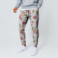 Gray Paniolo Palaka Hawaiian Cowgirl Christmas Jogger Pants - Polynesian Pride