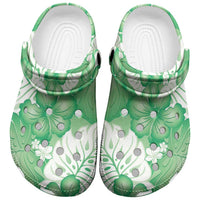 Green Aloha Hawaii Clogs Shoes Monstera Hibiscus Plumeria Seamless Vibes - Polynesian Pride