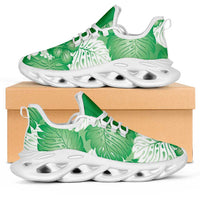 Green Aloha Hawaii Clunky Sneakers Monstera Hibiscus Plumeria Seamless Vibes - Polynesian Pride