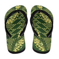 Green Aloha Hawaii Flip Flops Hawaiian Kakau Ohia Lehua Lei - Polynesian Pride