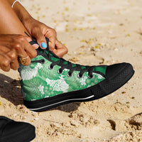 Green Aloha Hawaii High Top Shoes Monstera Hibiscus Plumeria Seamless Vibes - Polynesian Pride
