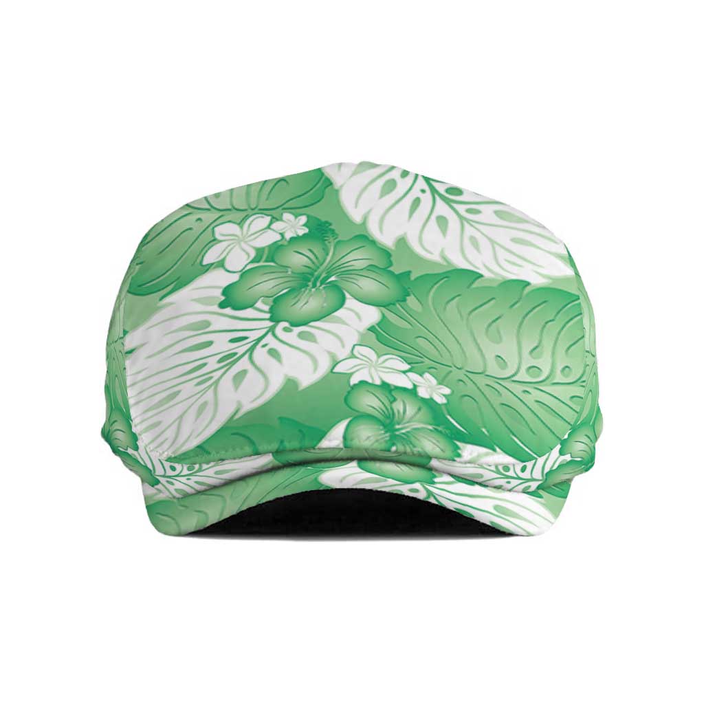 Green Aloha Hawaii Jeff Hat Monstera Hibiscus Plumeria Seamless Vibes - Polynesian Pride