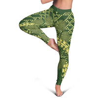 Green Aloha Hawaii Leggings Hawaiian Kakau Ohia Lehua Lei - Polynesian Pride