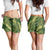 Green Aloha Hawaii Shorts for Women Hawaiian Kakau Ohia Lehua Lei - Polynesian Pride
