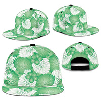 Green Aloha Hawaii Snapback Cap Monstera Hibiscus Plumeria Seamless Vibes - Polynesian Pride