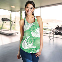 Green Aloha Hawaii Women Racerback Tank Monstera Hibiscus Plumeria Seamless Vibes - Polynesian Pride