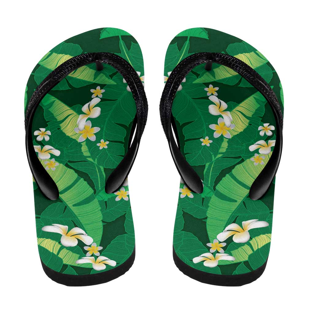 Green Banana Leaf Hawaii Flip Flops Lau Maia Plumeria Tropical Summer Vibes