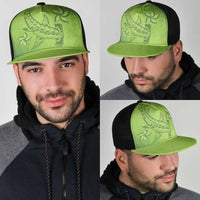 Green Gradient Polynesia Mesh Trucker Cap Hawaiian Tribal Hammerhead Shark Tattoo - Polynesian Pride