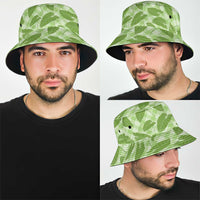Green Hawaii Kalo Palaka Motifs Bucket Hat Hawaiian Taro Leaves Elegant Vibes