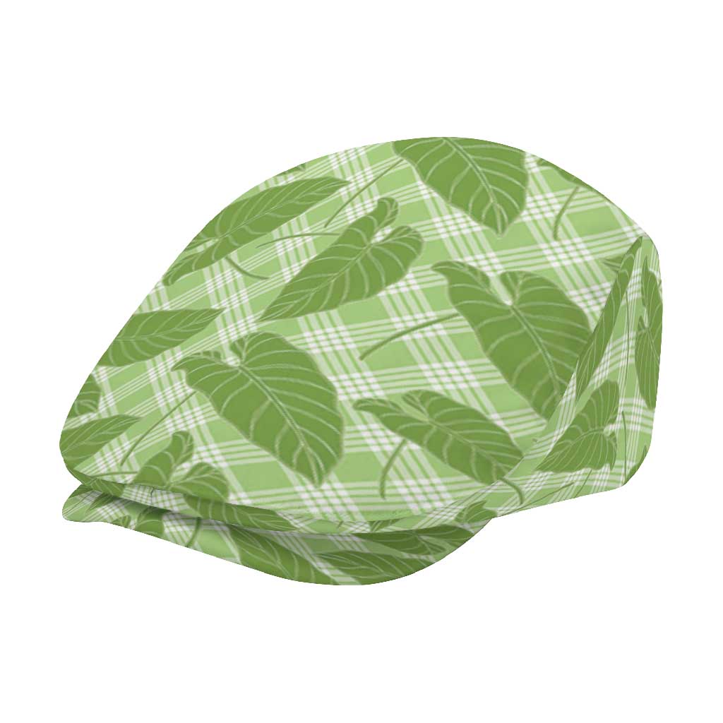 Green Hawaii Kalo Palaka Motifs Jeff Hat Hawaiian Taro Leaves Elegant Vibes LT14 - Polynesian Pride