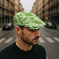 Green Hawaii Kalo Palaka Motifs Jeff Hat Hawaiian Taro Leaves Elegant Vibes LT14 - Polynesian Pride