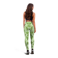 Green Hawaii Kalo Palaka Motifs Leggings Hawaiian Taro Leaves Elegant Vibes