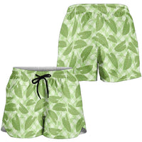 Green Hawaii Kalo Palaka Motifs Shorts for Women Hawaiian Taro Leaves Elegant Vibes