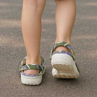 Green Hawaii Palaka Honohono Pikake Clogs Shoes Hawaiian Orchid Lei Polynesian Pattern - Polynesian Pride