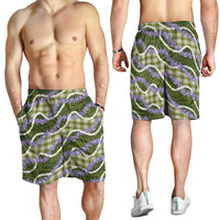 Green Hawaii Palaka Honohono Pikake Shorts for Men Hawaiian Orchid Lei Polynesian Pattern - Polynesian Pride