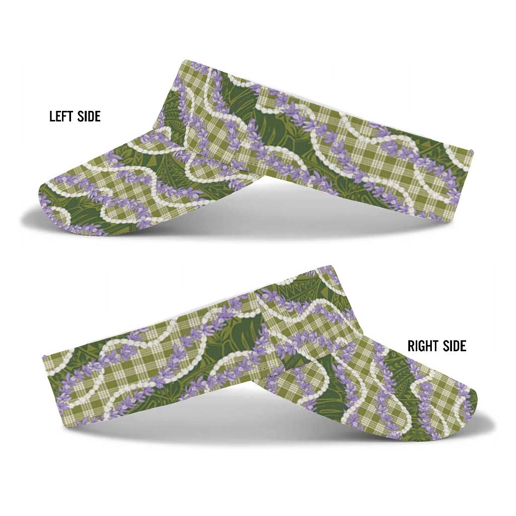 Green Hawaii Palaka Honohono Pikake Sun Visor Cap Hawaiian Orchid Lei Polynesian Pattern LT14 - Polynesian Pride