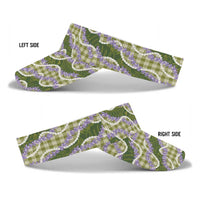 Green Hawaii Palaka Honohono Pikake Sun Visor Cap Hawaiian Orchid Lei Polynesian Pattern LT14 - Polynesian Pride
