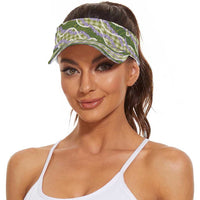 Green Hawaii Palaka Honohono Pikake Sun Visor Cap Hawaiian Orchid Lei Polynesian Pattern LT14 - Polynesian Pride