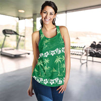 Green Hawaii Palm Tree Hibiscus Women Racerback Tank Fantasy Summer Vibe LT01 - Polynesian Pride