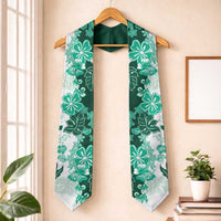 Green Hibiscus Plumeria Floral Graduation Stole
